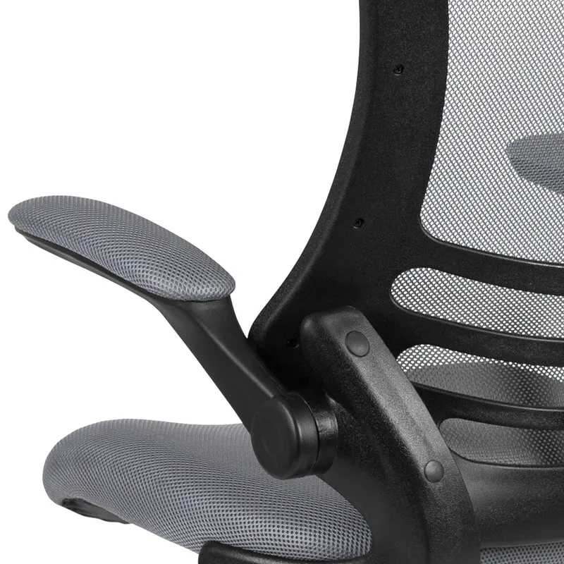 Mid-Back Mesh Ergonomic Drafting Chair with Foot Ring and Flip-Up Arms