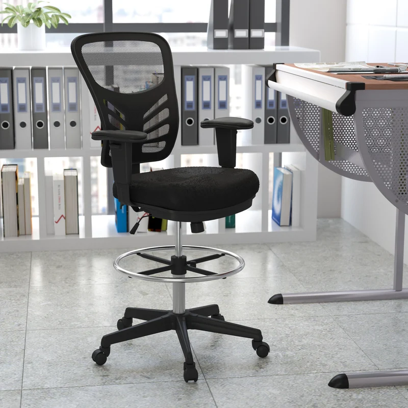Mid-Back Mesh Adjustable Ergonomic Drafting Chair, Task Chair