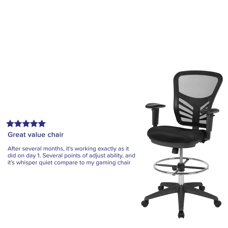 Mid-Back Mesh Adjustable Ergonomic Drafting Chair, Task Chair