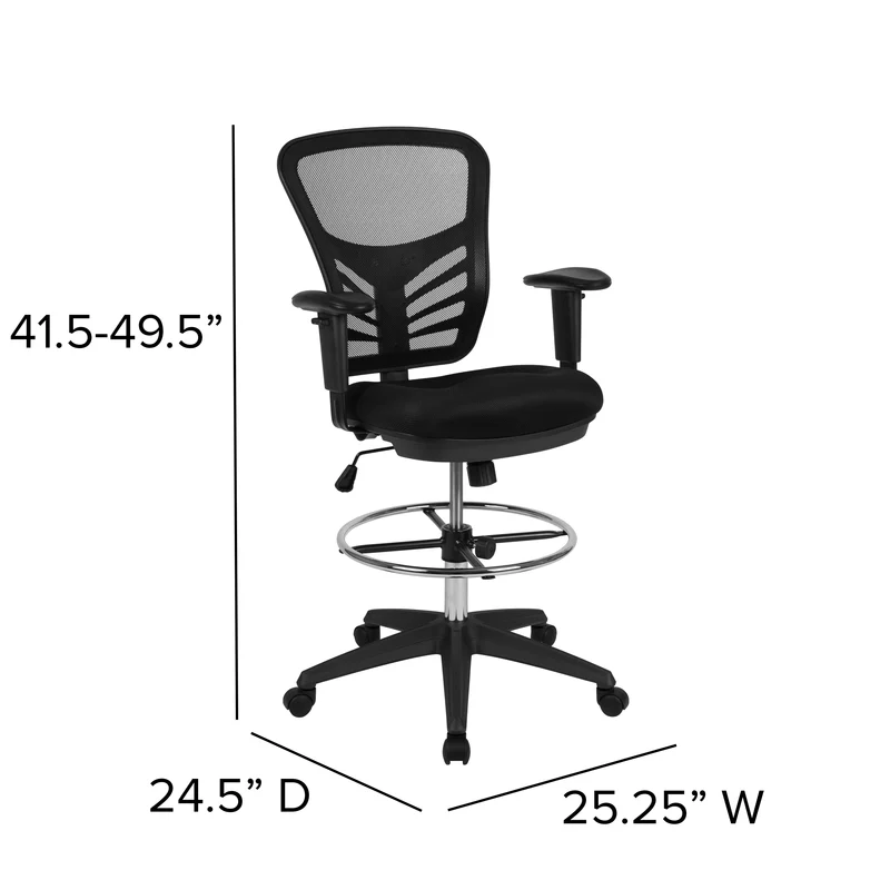 Mid-Back Mesh Adjustable Ergonomic Drafting Chair, Task Chair