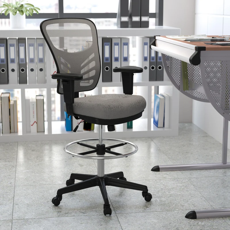 Mid-Back Mesh Adjustable Ergonomic Drafting Chair, Task Chair
