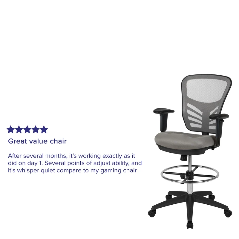 Mid-Back Mesh Adjustable Ergonomic Drafting Chair, Task Chair