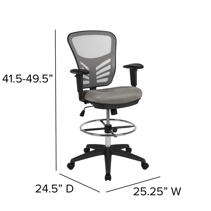 Mid-Back Mesh Adjustable Ergonomic Drafting Chair, Task Chair