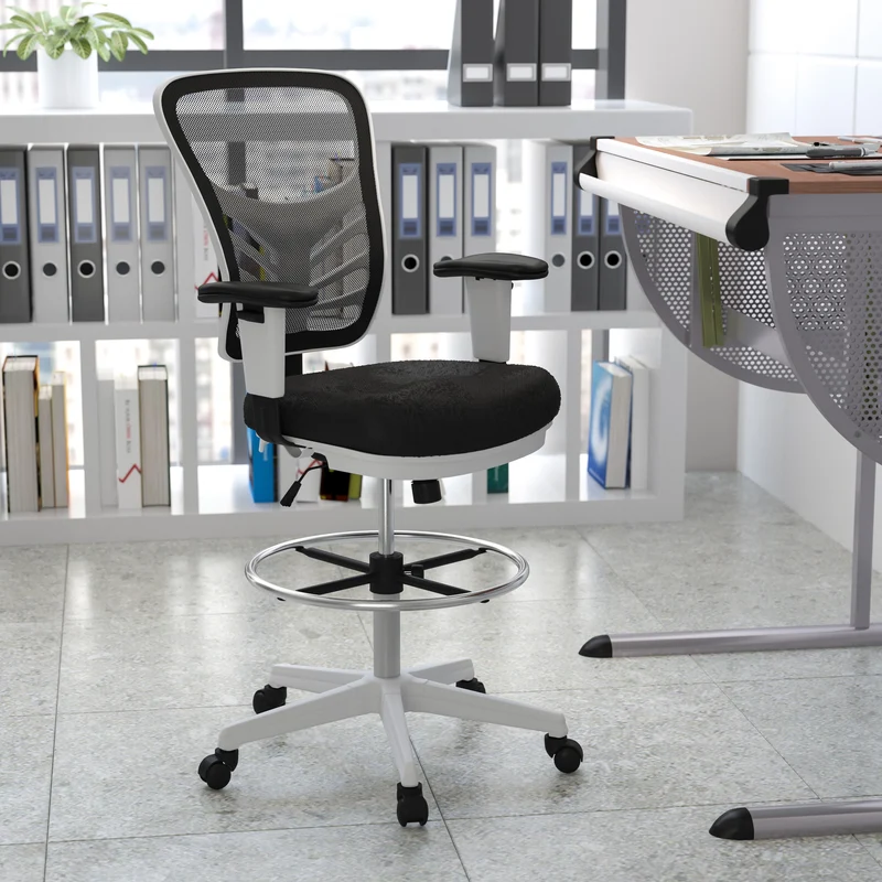 Mid-Back Mesh Adjustable Ergonomic Drafting Chair, Task Chair