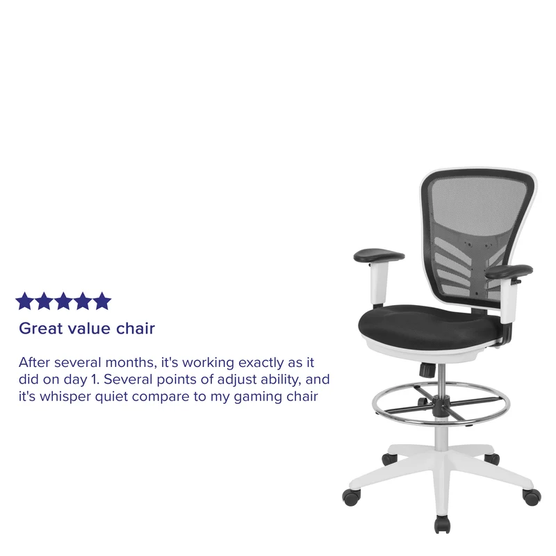 Mid-Back Mesh Adjustable Ergonomic Drafting Chair, Task Chair