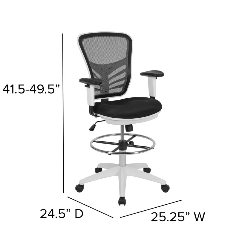 Mid-Back Mesh Adjustable Ergonomic Drafting Chair, Task Chair