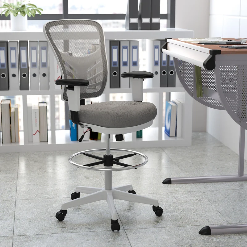 Mid-Back Mesh Adjustable Ergonomic Drafting Chair, Task Chair
