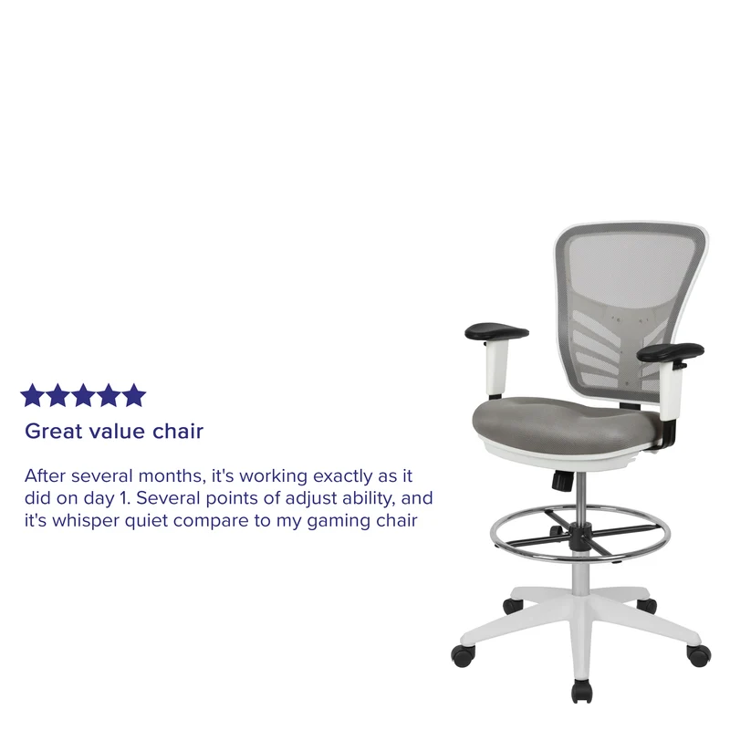 Mid-Back Mesh Adjustable Ergonomic Drafting Chair, Task Chair