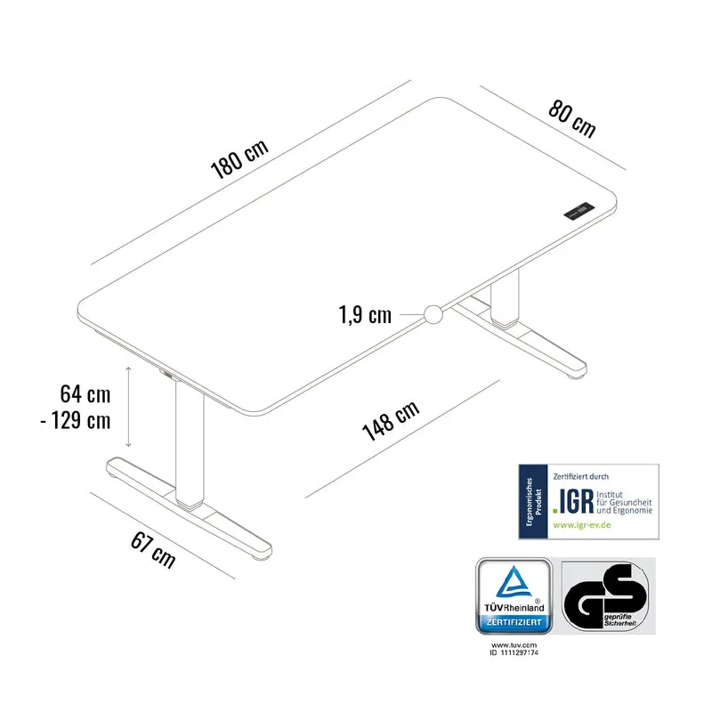 Desk Pro - Höhenverstellbarer Schreibtisch