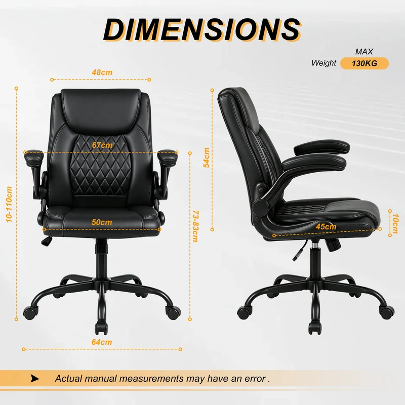 High-Back Executive Office Chair with Padded Armrests & 17° Rocking Function