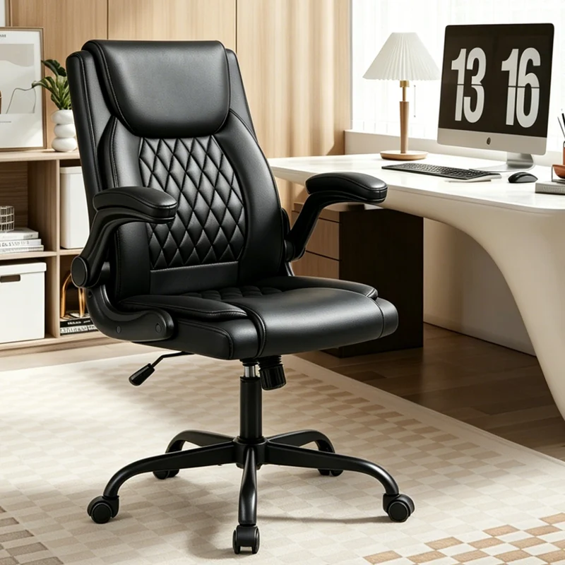 High-Back Executive Office Chair with Padded Armrests & 17° Rocking Function