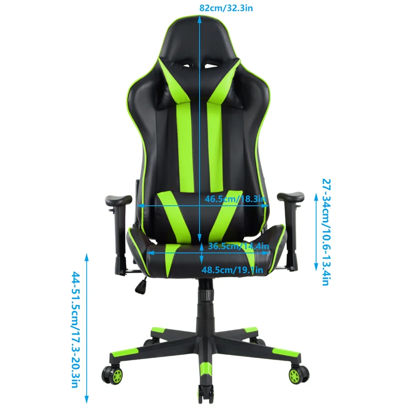 KKTONER Ergonomic Gaming Chair for E-Sport Racing Computer Swivel Height Adjustable Gamer Chair (Green)
