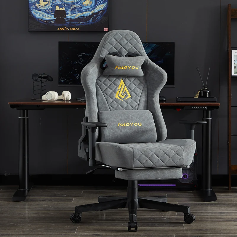 ANDYOU (Upgraded from SYMINO) Vintage PU Leather Ergonomic Gaming Chair.Grey