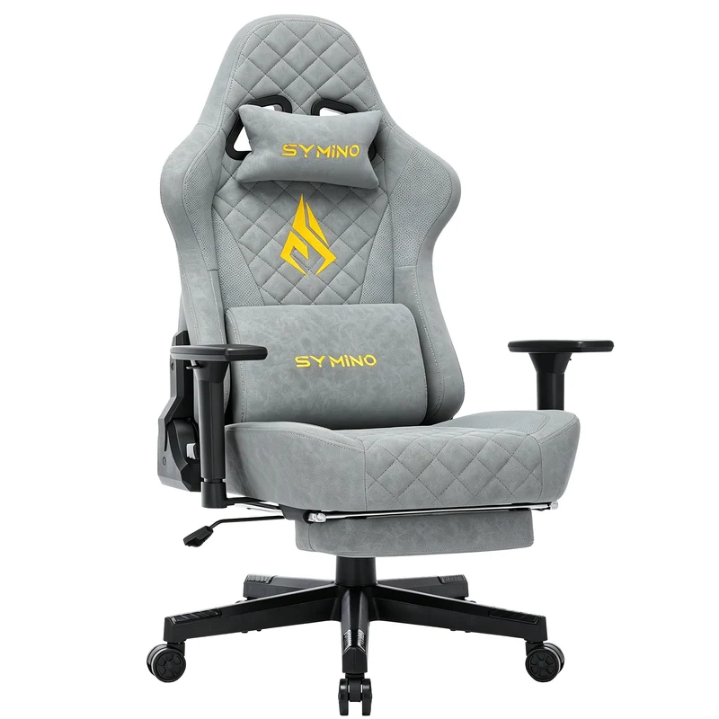 SYMINO Vintage PU Leather Ergonomic Gaming Chair.Grey