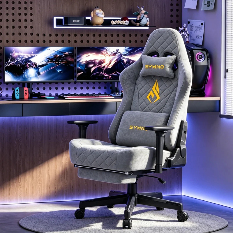 SYMINO Vintage PU Leather Ergonomic Gaming Chair.Grey