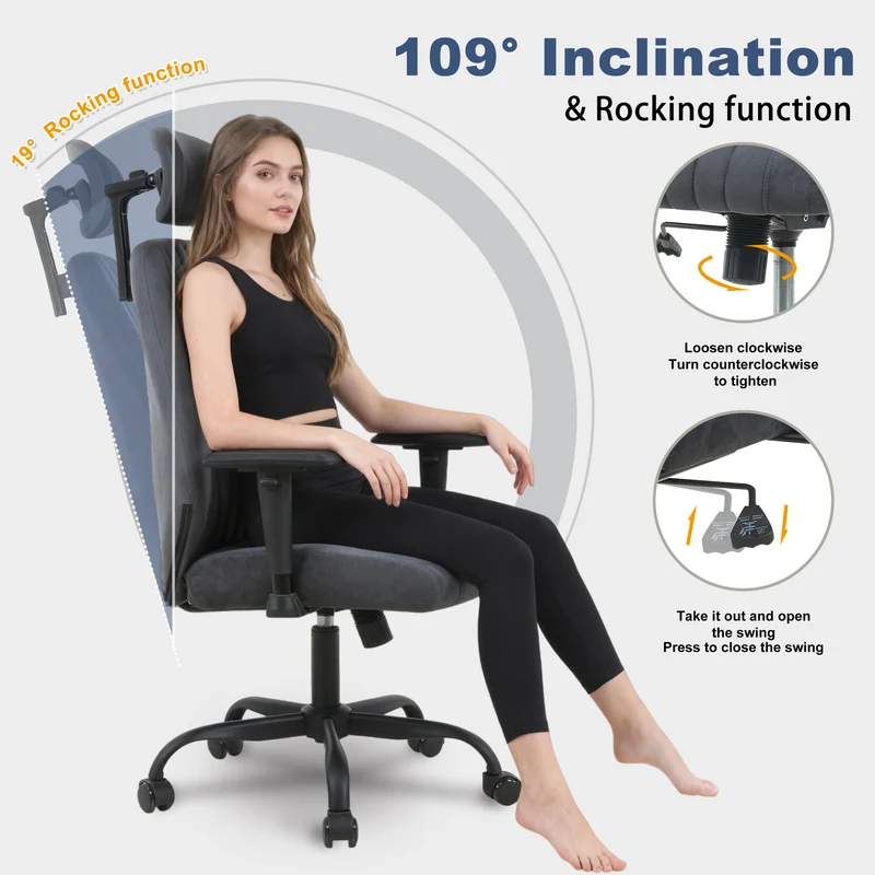 Symino Gaming Office Chair | Rocking, Adjustable Height, Swivel Seat, 150KG Capacity