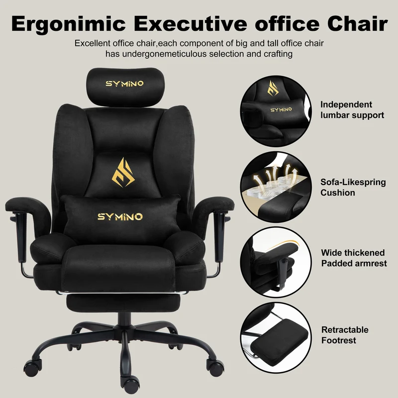 SYMINO Sofa Gaming Chair, Gamer Chair, Ergonomic Sofa Chair with Faux Fur Meow Love, Black