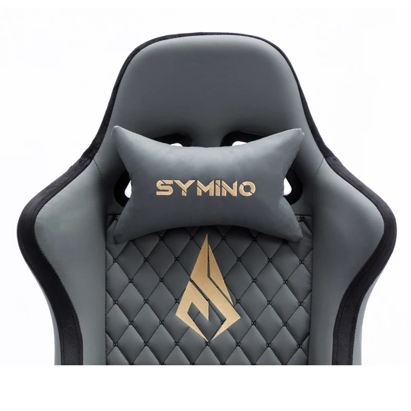 SYMINO Ergonomic Gaming Chair, PU Leather - Grey, Retro-Style