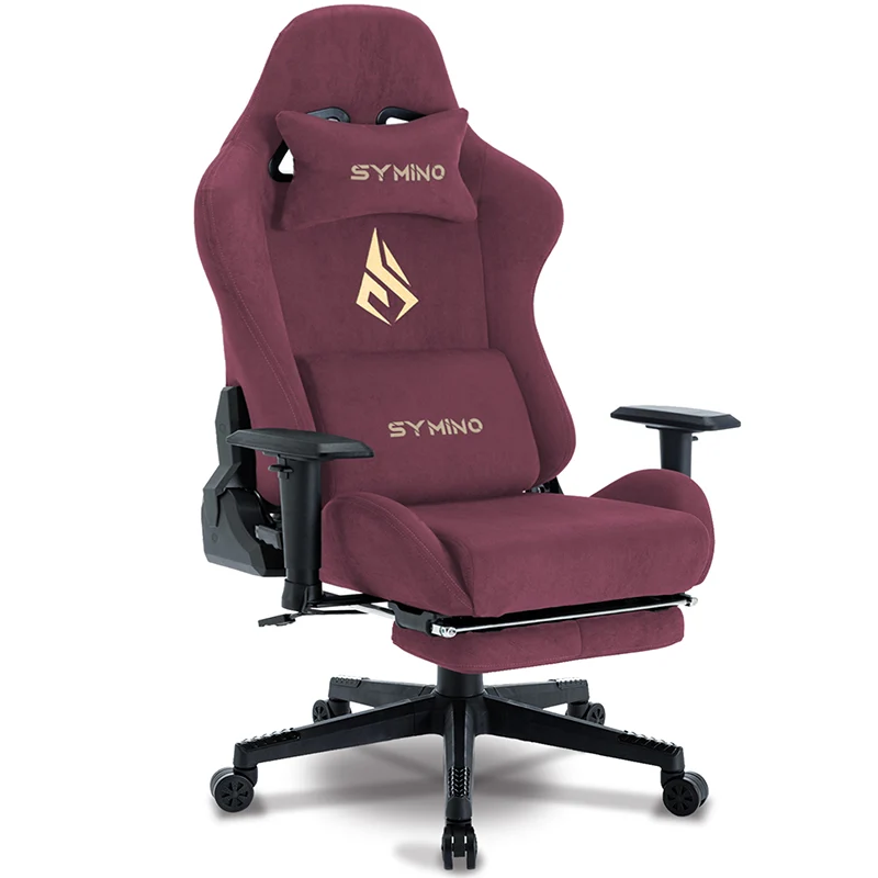 SYMINO Breathable Gaming Chair with Footrest, Adjustable and Rotating, WinRed