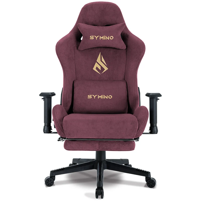 SYMINO Breathable Gaming Chair with Footrest, Adjustable and Rotating, WinRed
