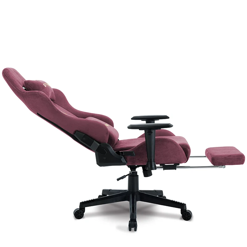 SYMINO Breathable Gaming Chair with Footrest, Adjustable and Rotating, WinRed