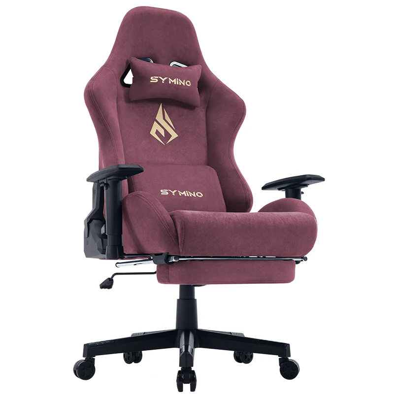 SYMINO Breathable Gaming Chair with Footrest, Adjustable and Rotating, WinRed