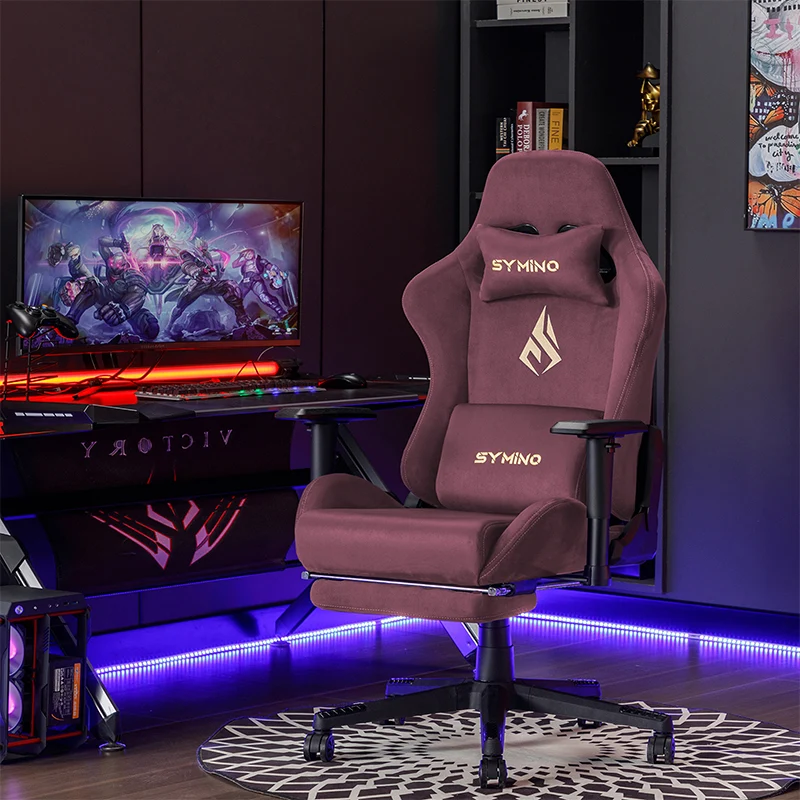 SYMINO Breathable Gaming Chair with Footrest, Adjustable and Rotating, WinRed