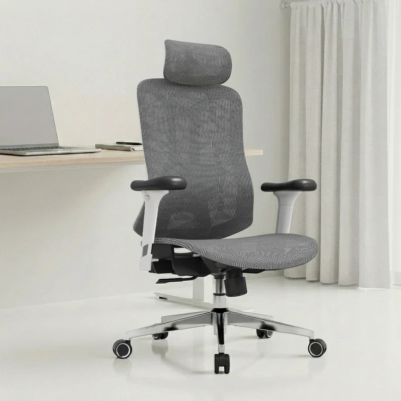 Ergonomic Mesh Office Chair, High Back Desk Chair with 3D Armrests, 3D Lumbar Support & Adjustable Headrest, Home Office Chair with Tilt Function, Swivel Computer Chair