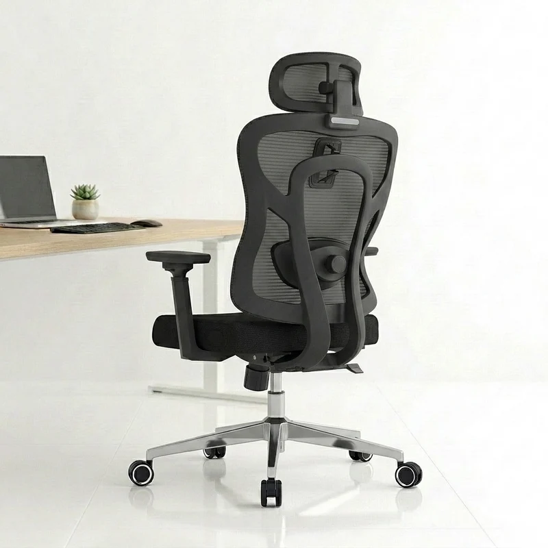 Logicfox Ergonomic Office Chair for Long Hours,High Back Mesh Chair with Adaptive Thoracic & Lumbar Support,3D Adjustable Armrests and Headrest,Designed for 8–10 Hour Workdays
