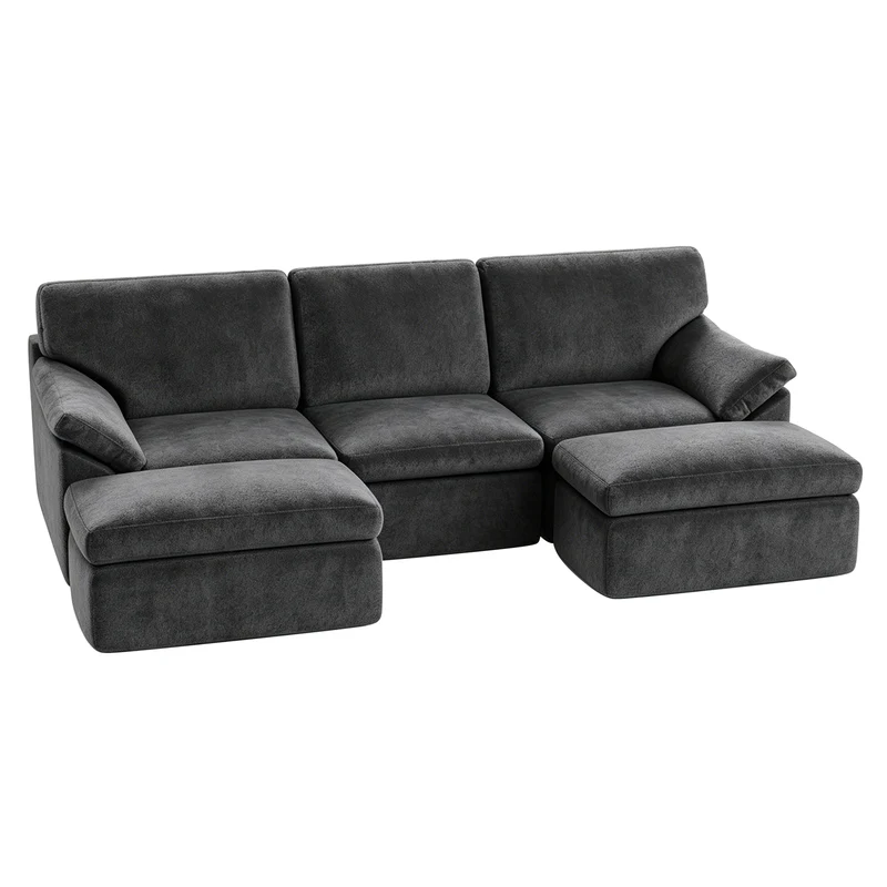 5-Sitzer U-Förmiges Ecksofa, Knochenlose Couch, Bequemes Modulares Sofa, Freie Kombination