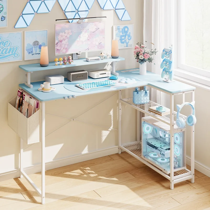 Dowinx L-Shaped Cute Gaming Desk LS-GDEQ (Blue)