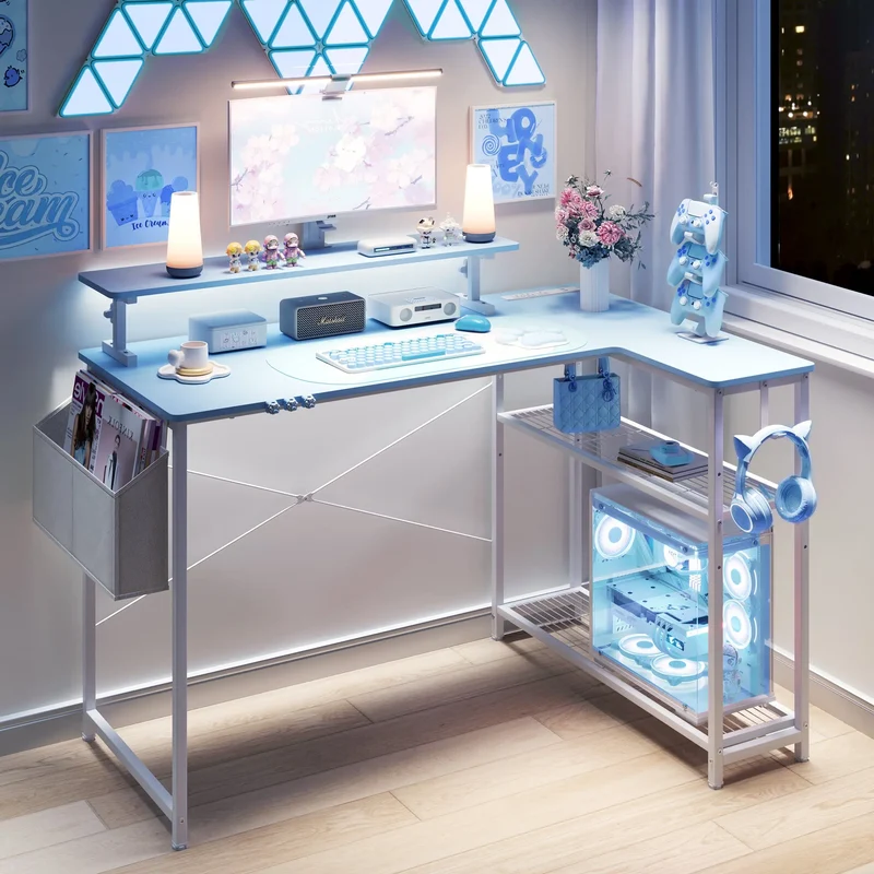 Dowinx L-Shaped Cute Gaming Desk LS-GDEQ (Blue)
