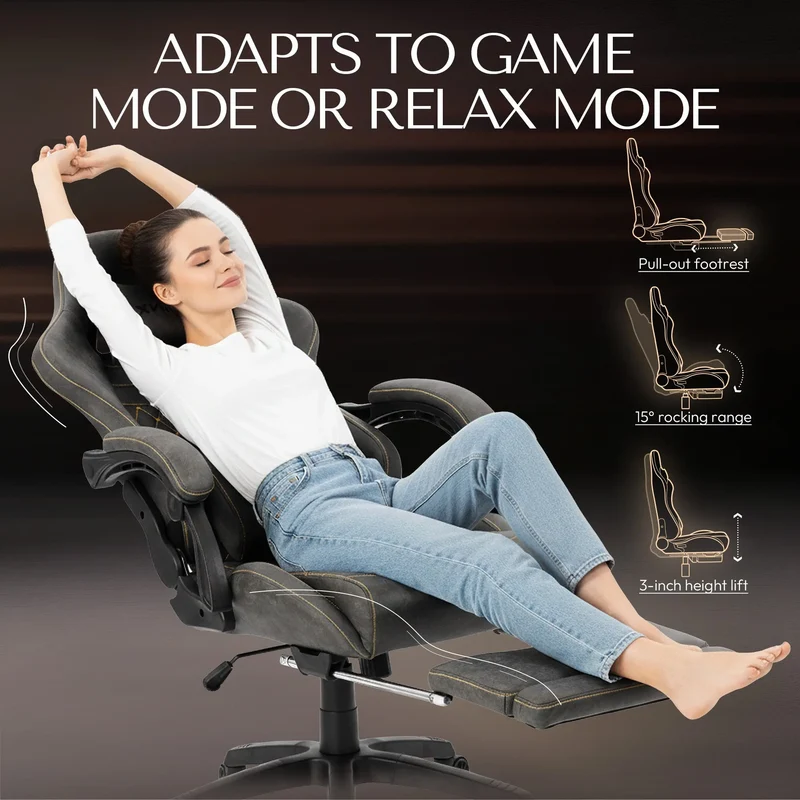 Dowinx Chair LS-66D89C with Extended Footrest Gray
