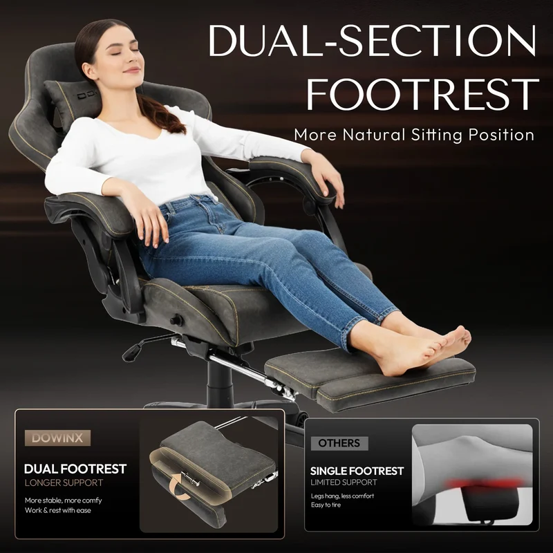 Dowinx Chair LS-66D89C with Extended Footrest Gray