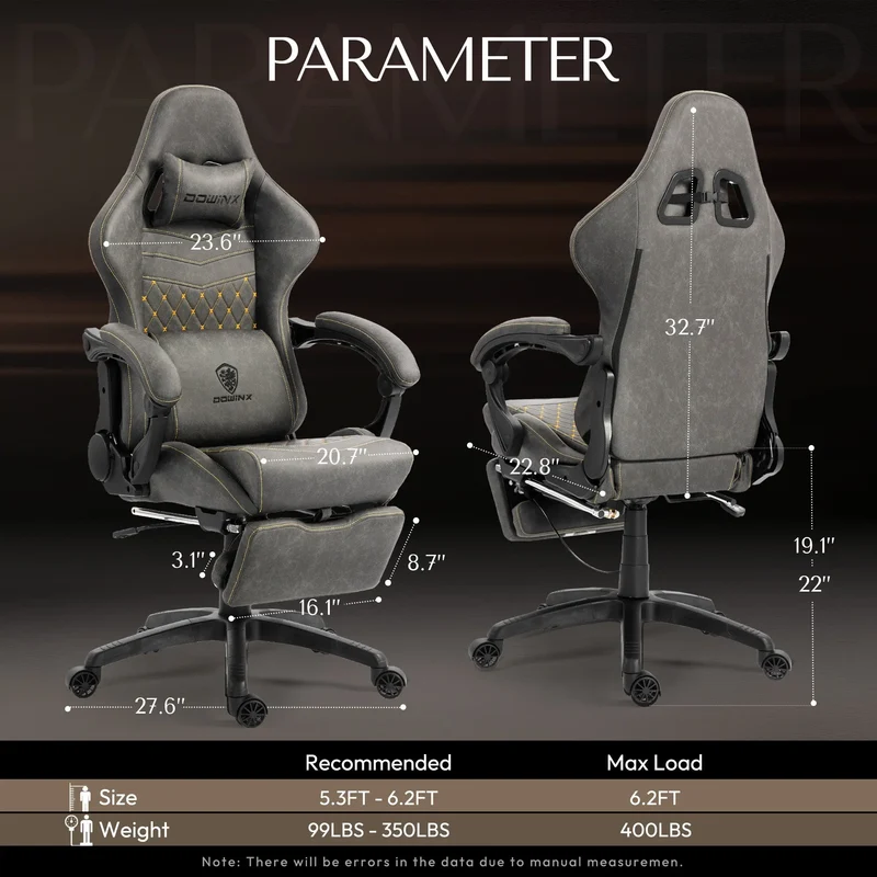 Dowinx Chair LS-66D89C with Extended Footrest Gray