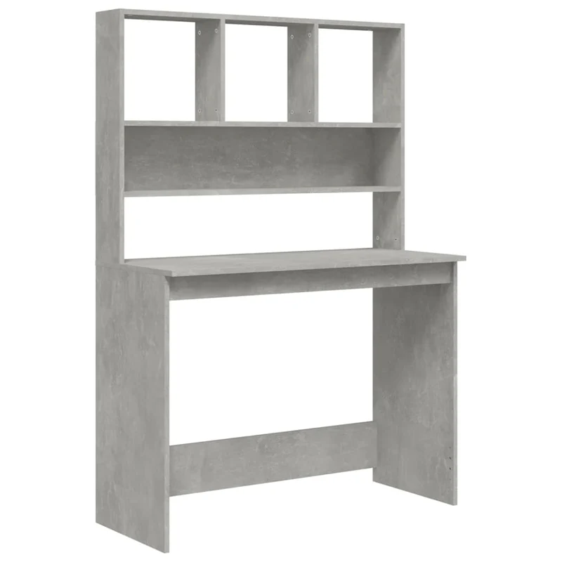 vidaXL - Schreibtisch, Schreibtisch mit Stauraum, Schreibtisch Holz, Kleiner Schreibtisch, Schreibtisch mit Regal, 102x45x148 cm, Betongrau