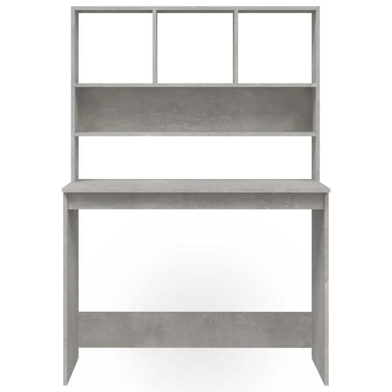 vidaXL - Schreibtisch, Schreibtisch mit Stauraum, Schreibtisch Holz, Kleiner Schreibtisch, Schreibtisch mit Regal, 102x45x148 cm, Betongrau