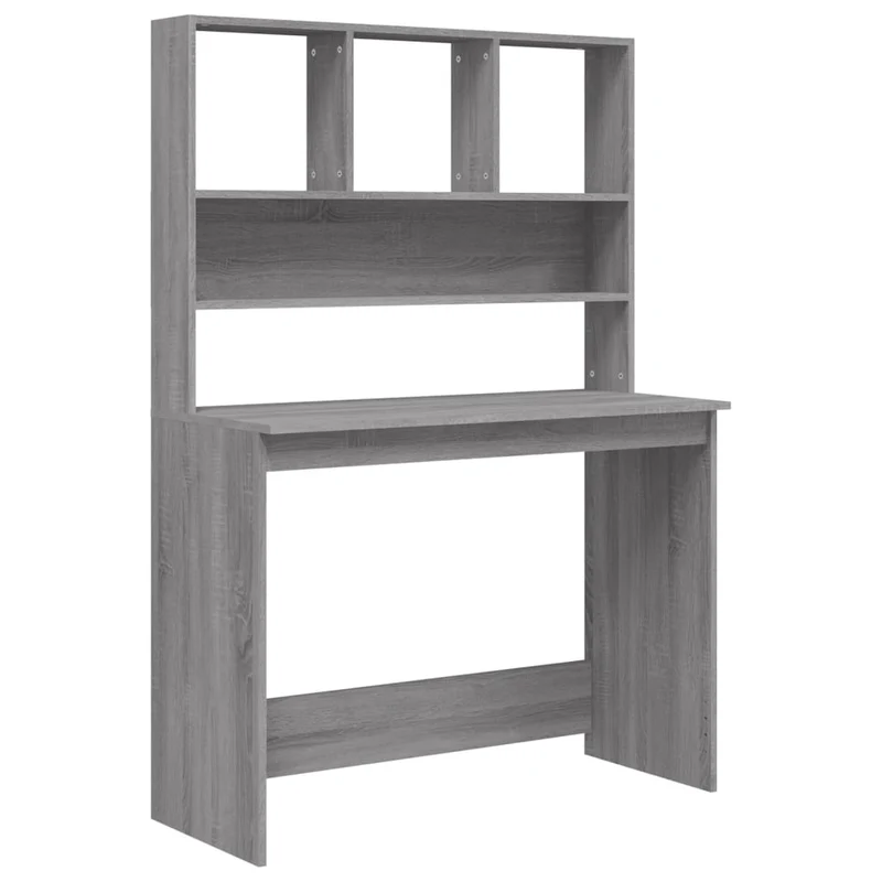 vidaXL – Schreibtisch mit Regal und Stauraum, 102 × 45 × 148 cm, Holzwerkstoff, Grau Sonoma
