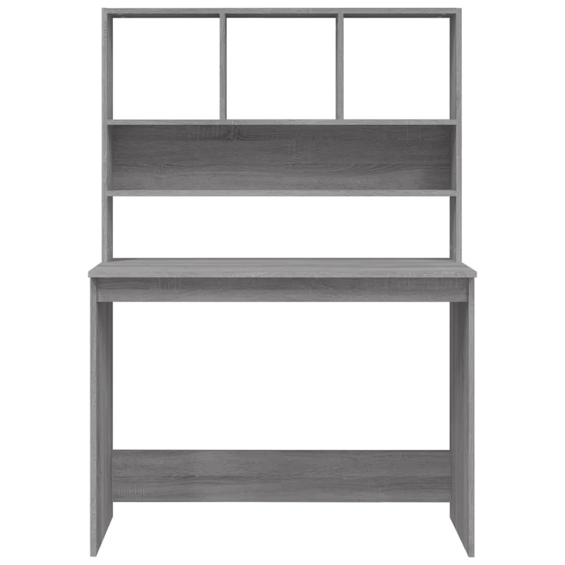 vidaXL – Schreibtisch mit Regal und Stauraum, 102 × 45 × 148 cm, Holzwerkstoff, Grau Sonoma