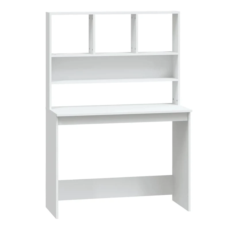 vidaXL - Schreibtisch, Schreibtisch mit Stauraum, Schreibtisch weiß, Schreibtisch Holz, Schreibtisch mit Regal, 102x45x148 cm, Holzwerkstoff, Weiß