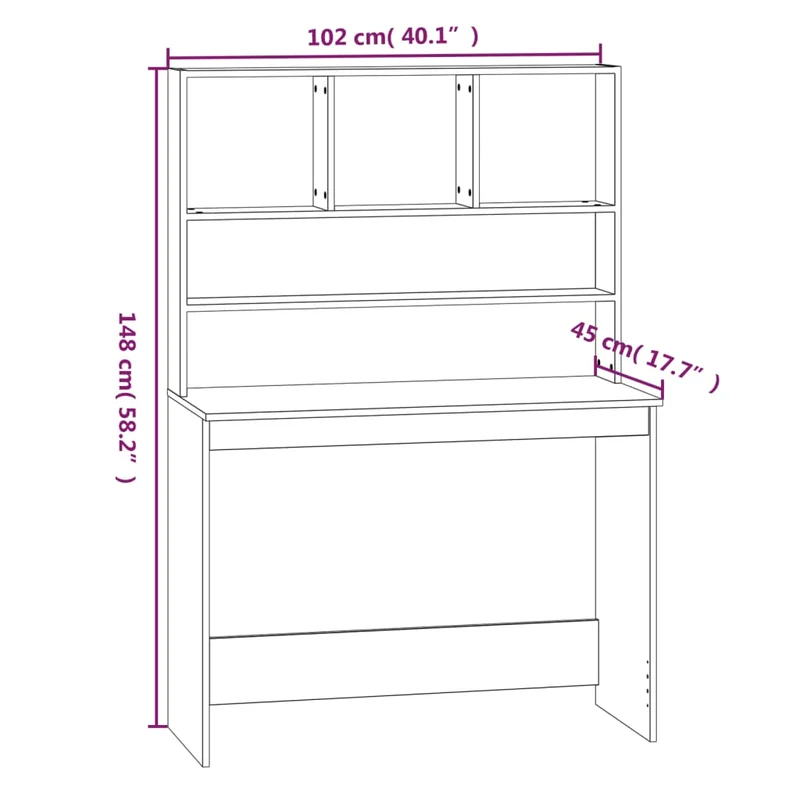 vidaXL - Schreibtisch, Schreibtisch mit Stauraum, Schreibtisch weiß, Schreibtisch Holz, Schreibtisch mit Regal, 102x45x148 cm, Holzwerkstoff, Weiß