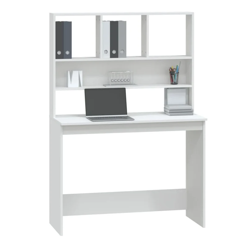 vidaXL - Schreibtisch, Schreibtisch mit Stauraum, Schreibtisch weiß, Schreibtisch Holz, Schreibtisch mit Regal, 102x45x148 cm, Holzwerkstoff, Weiß