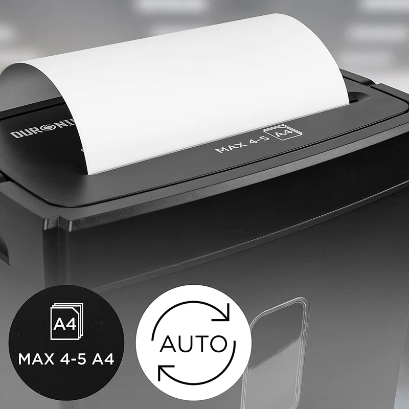 Duronic PS657 Aktenvernichter | 5 x A4 Blatt | 15 Liter Papierkorb | 170 Watt | Kreuzschnitt Schredder für mehr Datenschutz | Zerkleinerer für Home Office Büro | Reisswolf mit Start-Stopp-Automatik