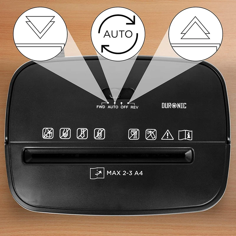Duronic PS285 Aktenvernichter | 3 x A4 Blatt gefaltet | 5 Liter Papierkorb | 180 Watt | Mikroschnitt Schredder für Datenschutz | Zerkleinerer für Home Office Büro | Reisswolf mit Start-Stopp-Automatik