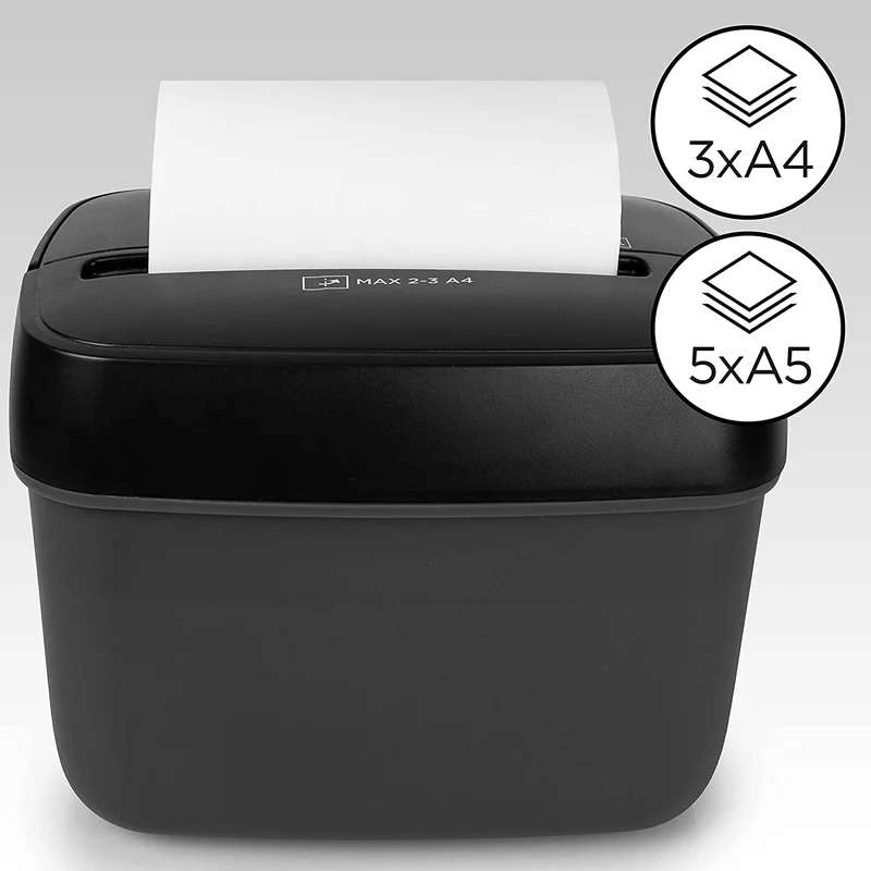Duronic PS285 Aktenvernichter | 3 x A4 Blatt gefaltet | 5 Liter Papierkorb | 180 Watt | Mikroschnitt Schredder für Datenschutz | Zerkleinerer für Home Office Büro | Reisswolf mit Start-Stopp-Automatik
