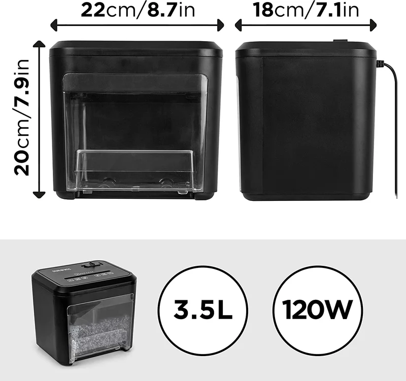 Duronic PS132 Aktenvernichter | 3 x A4 Blatt gefaltet | 3,5 Liter Papierkorb | Kreuzschnitt P2 Schredder für Datenschutz | Zerkleinerer für Home Office Büro | Reisswolf mit Start-Stopp-Automatik