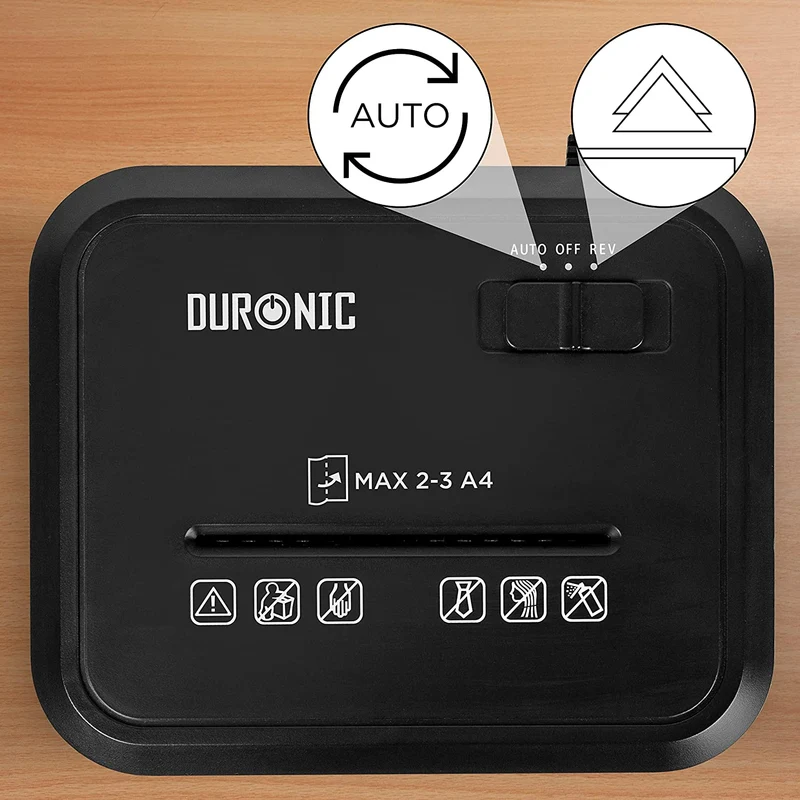 Duronic PS132 Aktenvernichter | 3 x A4 Blatt gefaltet | 3,5 Liter Papierkorb | Kreuzschnitt P2 Schredder für Datenschutz | Zerkleinerer für Home Office Büro | Reisswolf mit Start-Stopp-Automatik