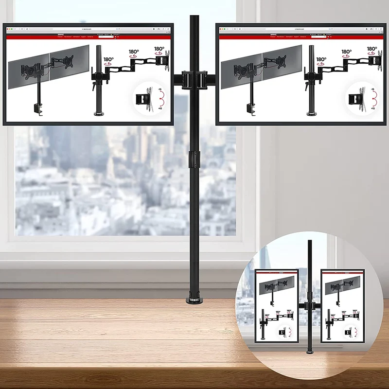 Duronic DMT254 Monitorarm | Monitor Halterung 4 Bildschirme bis 27" Zoll | LCD LED Display Ständer bis 8 kg | Höhenverstellbar | Neigbar -90° bis +85° | Drehbar 360° | Monitorhalterung 4fach Arm VESA