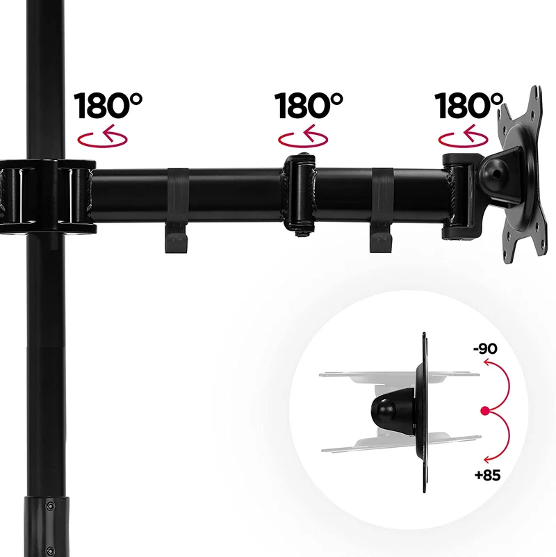 Duronic DMT254 Monitorarm | Monitor Halterung 4 Bildschirme bis 27" Zoll | LCD LED Display Ständer bis 8 kg | Höhenverstellbar | Neigbar -90° bis +85° | Drehbar 360° | Monitorhalterung 4fach Arm VESA