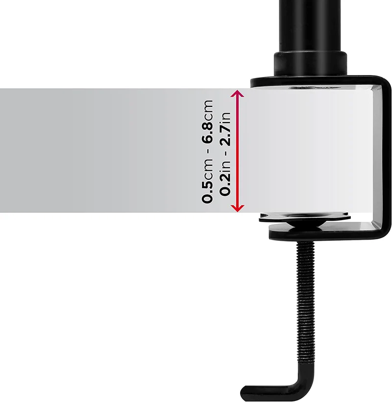 Duronic DMT252VX1 Monitorarm | Vertikale Monitor Halterung 2 Bildschirme bis 27" Zoll | 100 cm Stange | LCD LED Display bis 8 kg | Neigbar -90° bis +85° | Drehbar 360° | Monitorhalterung Tischklemme